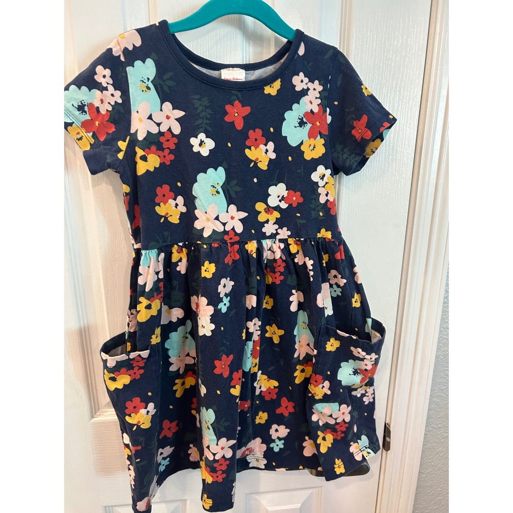 Hanna Andersson Navy Floral Pocket Short Sleeve Dress